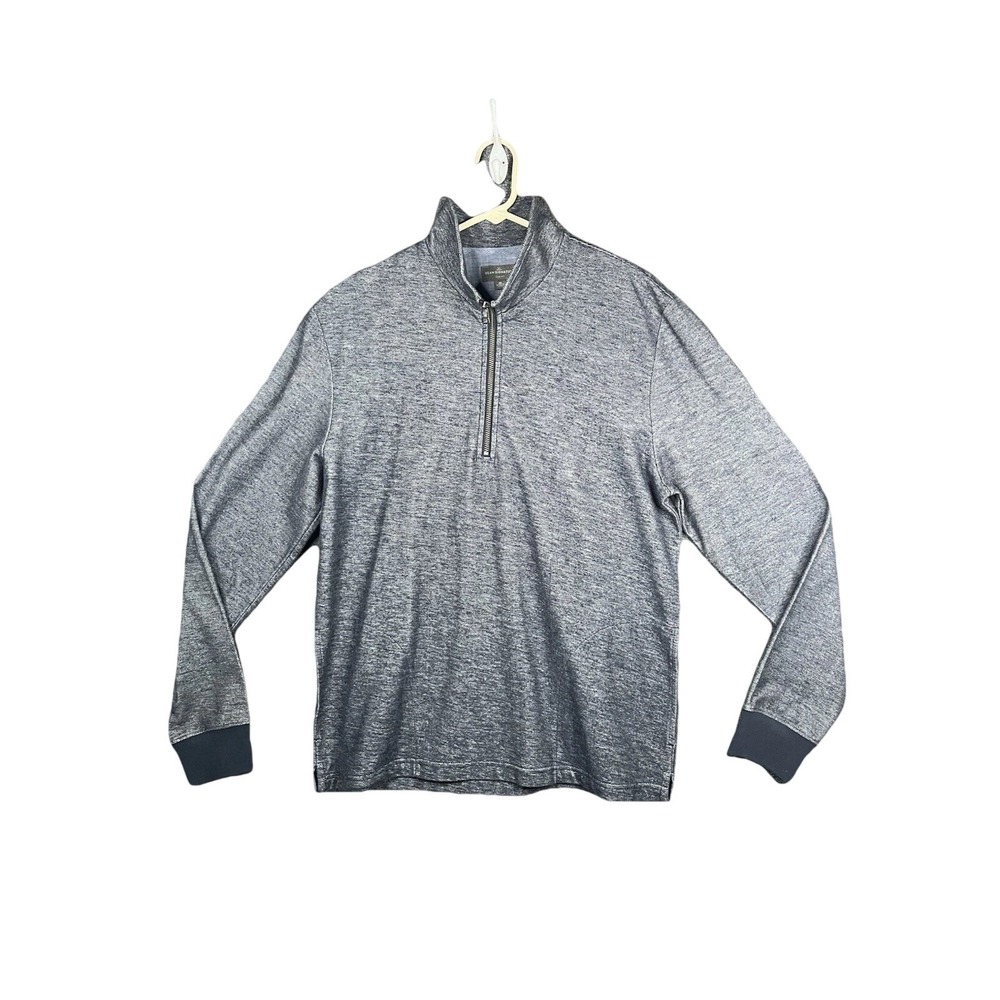 LL Bean Signature‎ Men's 1/4 Zip Gray/Blue Pullover Size M Casual Outdoors